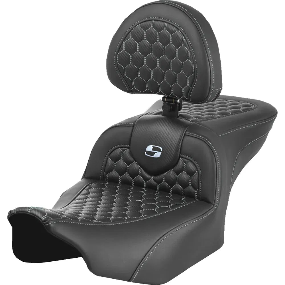 Asiento Honeycomb Roadsofa™ - Asiento Roadsofa™ - con respaldo - Honeycomb - Costura plateada - FLTR/FLHX '23-'24