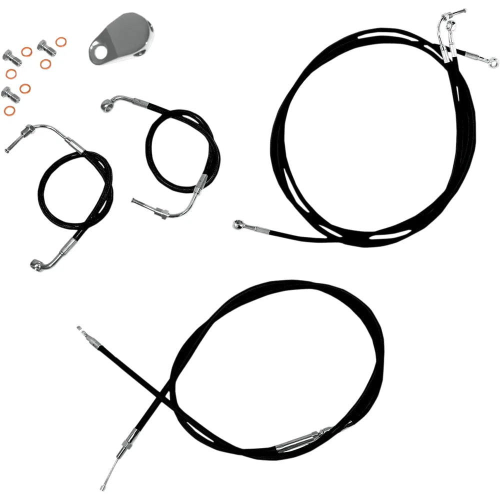Standard Black Vinyl Braided Handlebar Cable/Brake Line Kit For 12" - 14" Ape Hanger Handlebars828712