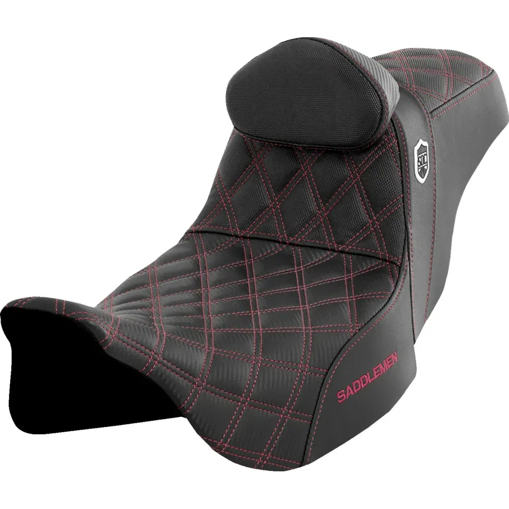 Asiento Pro Series SDC Performance Grip - Asiento Pro Series SDC Performance - con respaldo - Wine Berry Stitch - FLH/FLT '08-'23