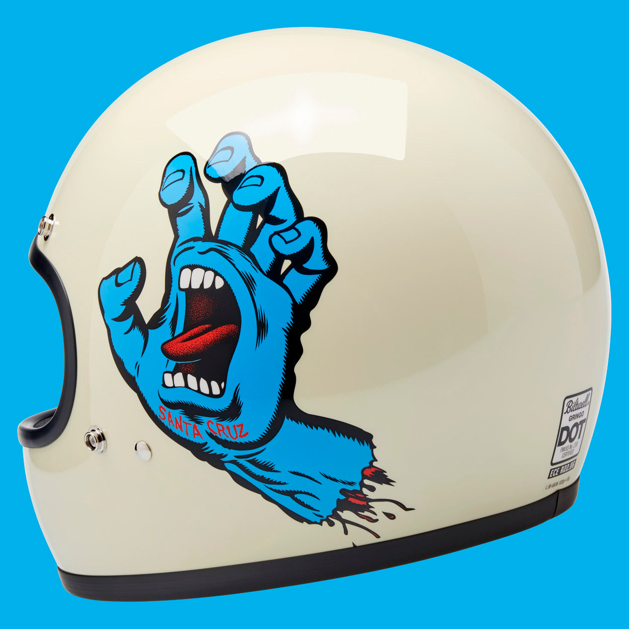 Casco gringo santa cruz ECE side hand view