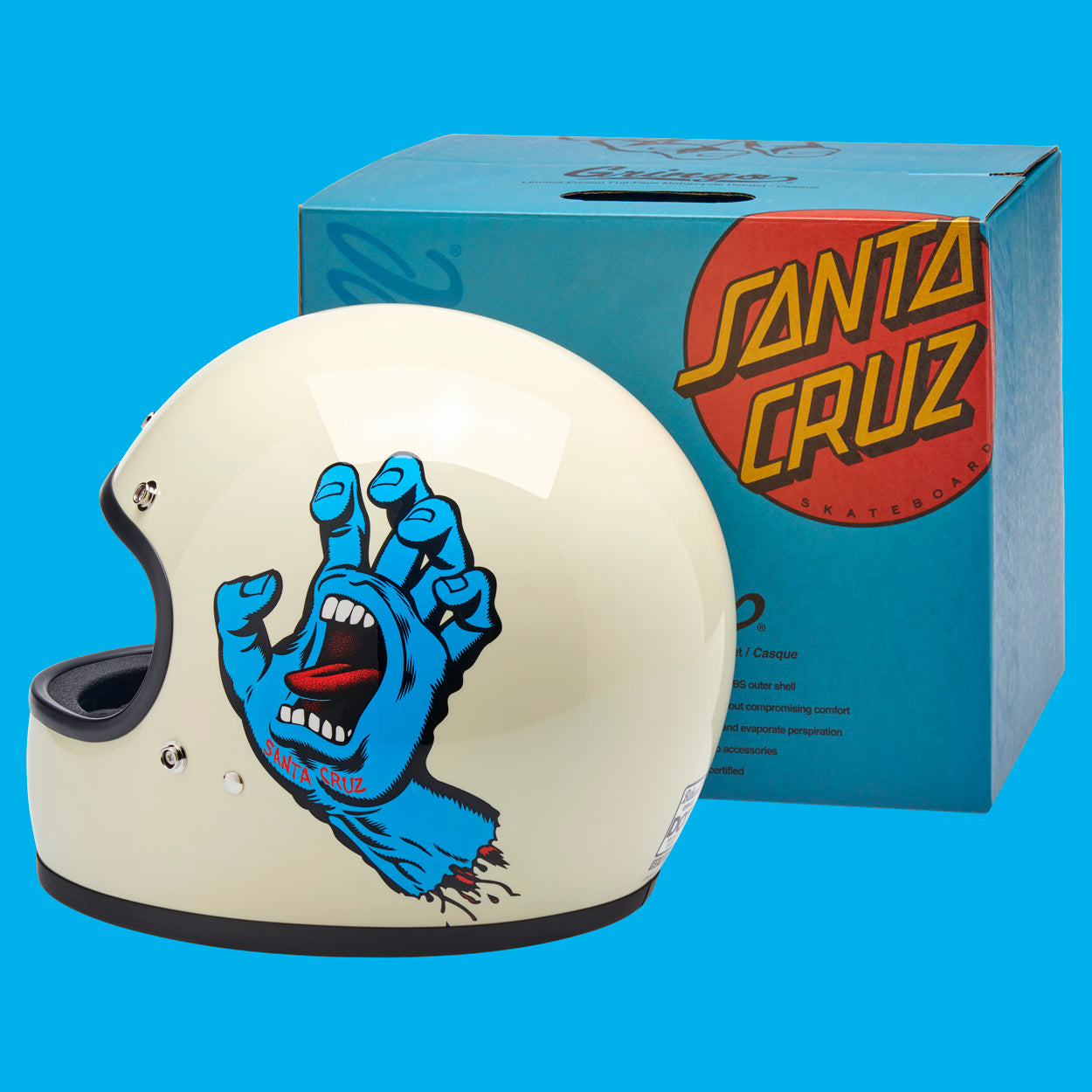 Casco gringo santa cruz ECE side view an box