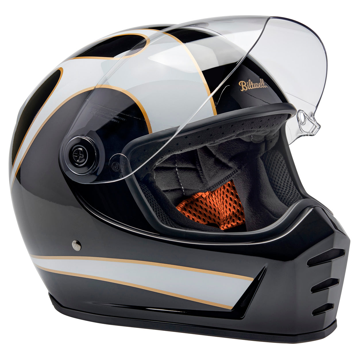 Casco Biltwell Lane Splitter Flames - negro/blanco