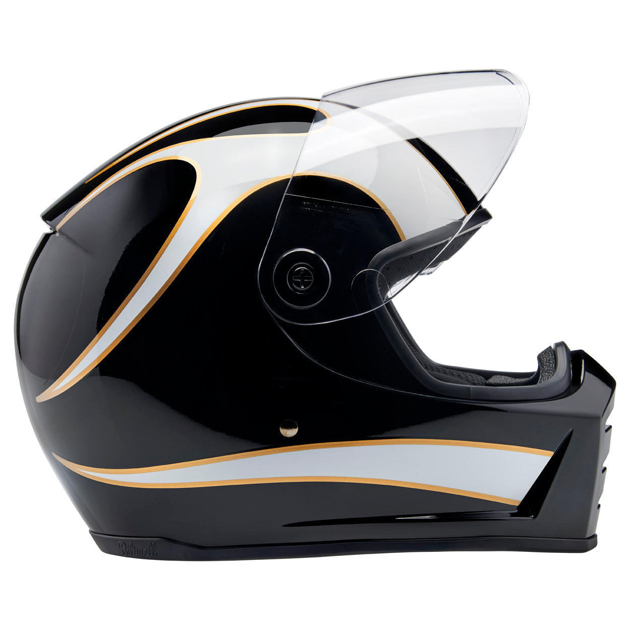 Casco Biltwell Lane Splitter Flames - negro/blanco