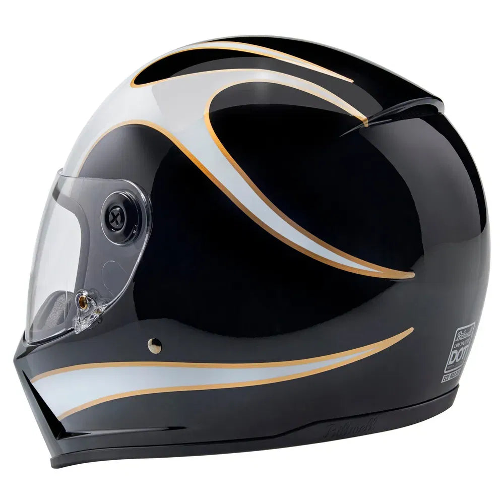Casco Biltwell Lane Splitter Flames - Negro/Blanco