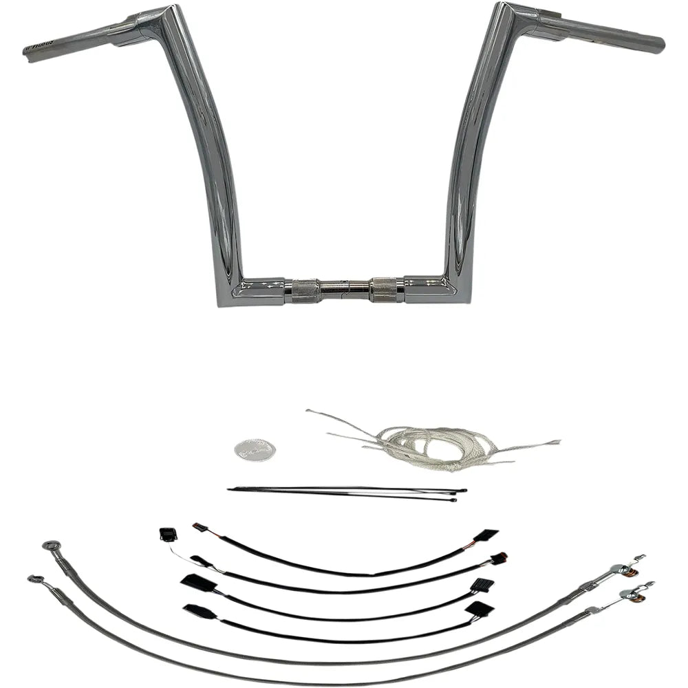 14" Chrome 1-1/2" Flat Top Handlebar Kit