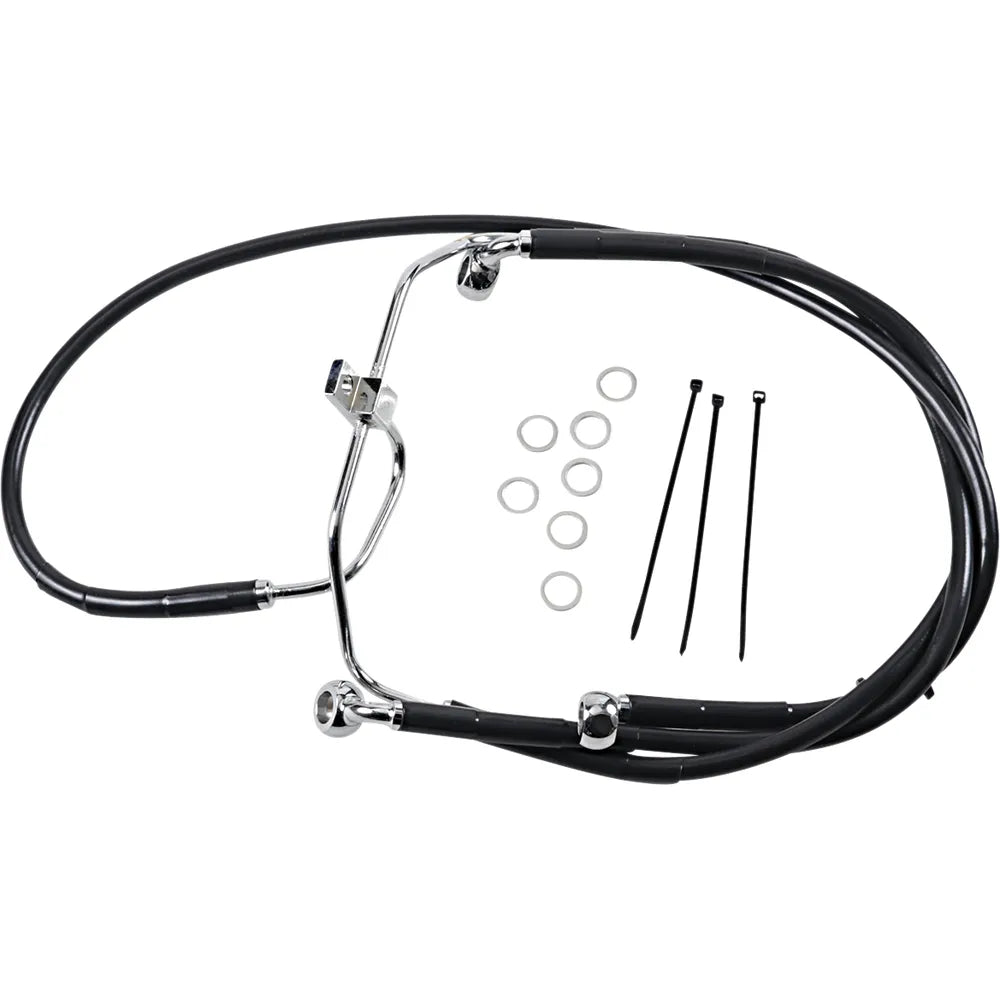 Brake Line - Front - Black - +10" - FXDF '08-'17