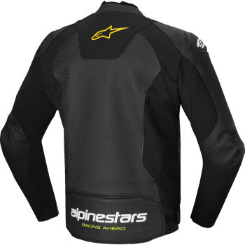Chamarra alpinestar de cuero Faster v3 Airflow - Negro/Blanco/Amarillo Fluo -