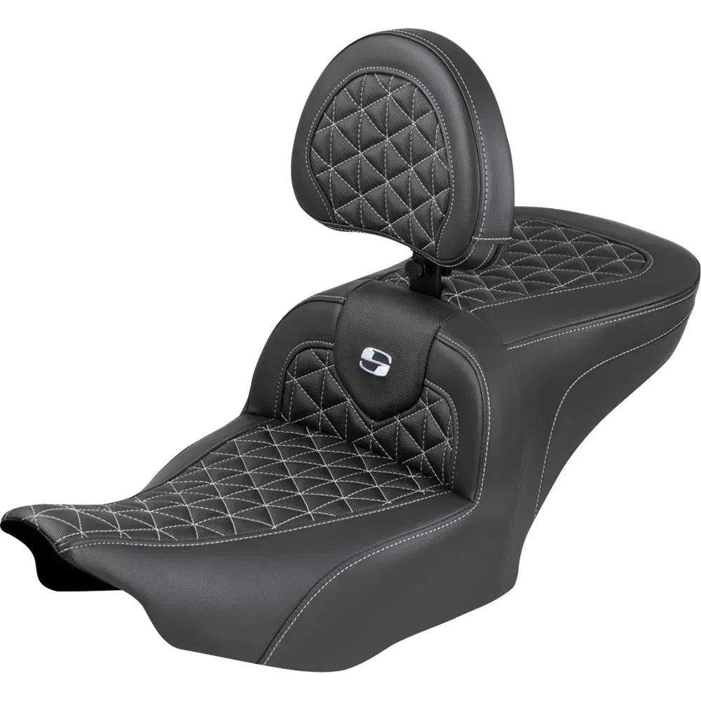 Asiento Roadsofa™ de alcance estándar - Asiento Roadsofa™ - con respaldo - Costura plateada - FLH/FLT '23-'25