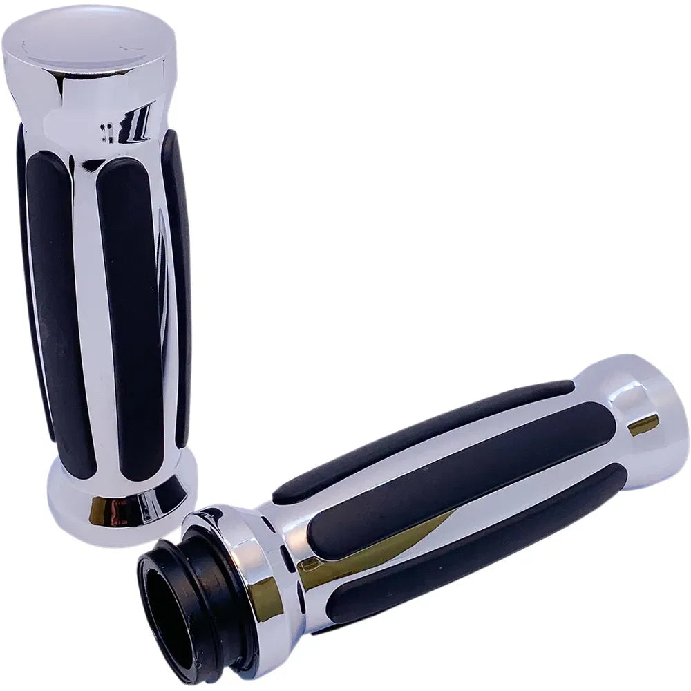 Chrome Straight Rubber Grips for TBW