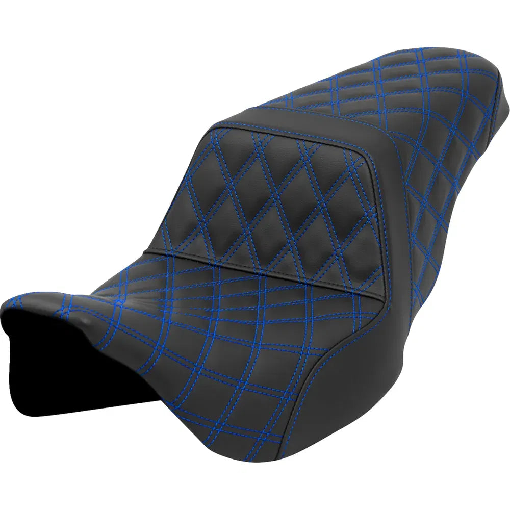 Asiento elevador con costura de celosía - Asiento con escalera - Costura de celosía - Costura azul - FLH/FLT '08-'23