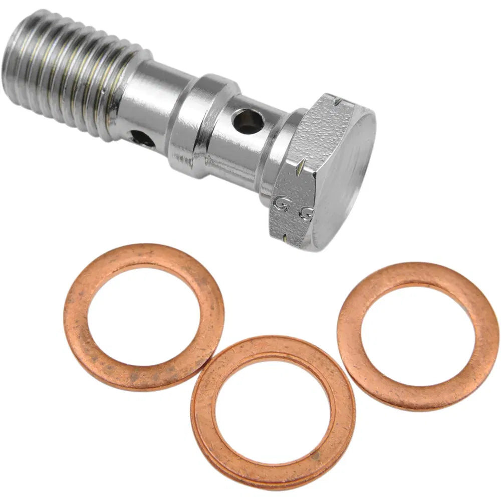Banjo Bolt - 10 mm x 1.25 mm - Double - Chrome