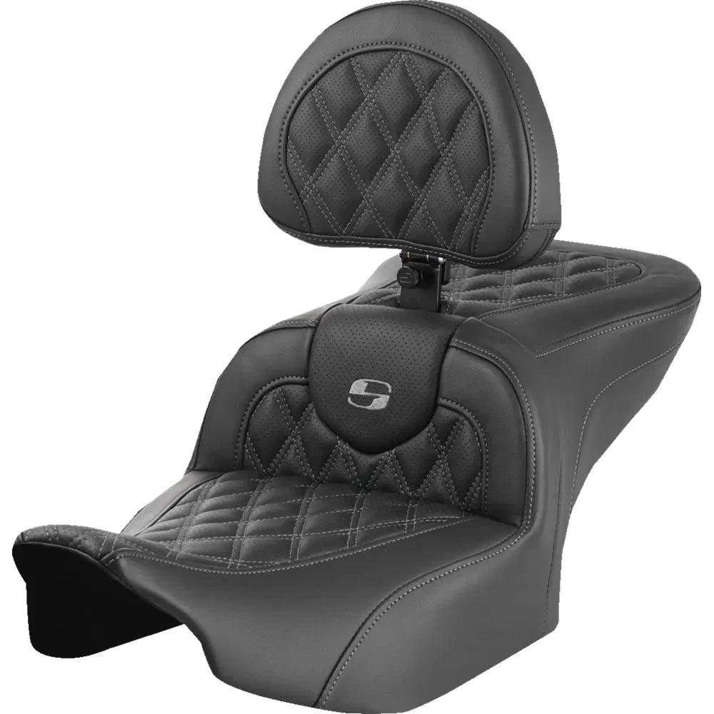 Asiento Roadsofa™ con costura de celosía - Asiento RoadSofa™ - con respaldo - Costura de celosía - Costura gris - FLTR/FLHX '23-'24