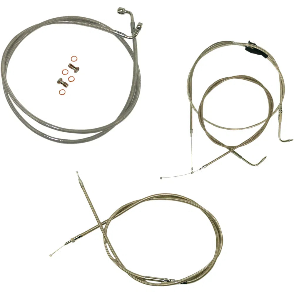Standard Stainless Braided Handlebar Cable/Brake Line Kit For 15" - 17" Ape Hanger Handlebars017