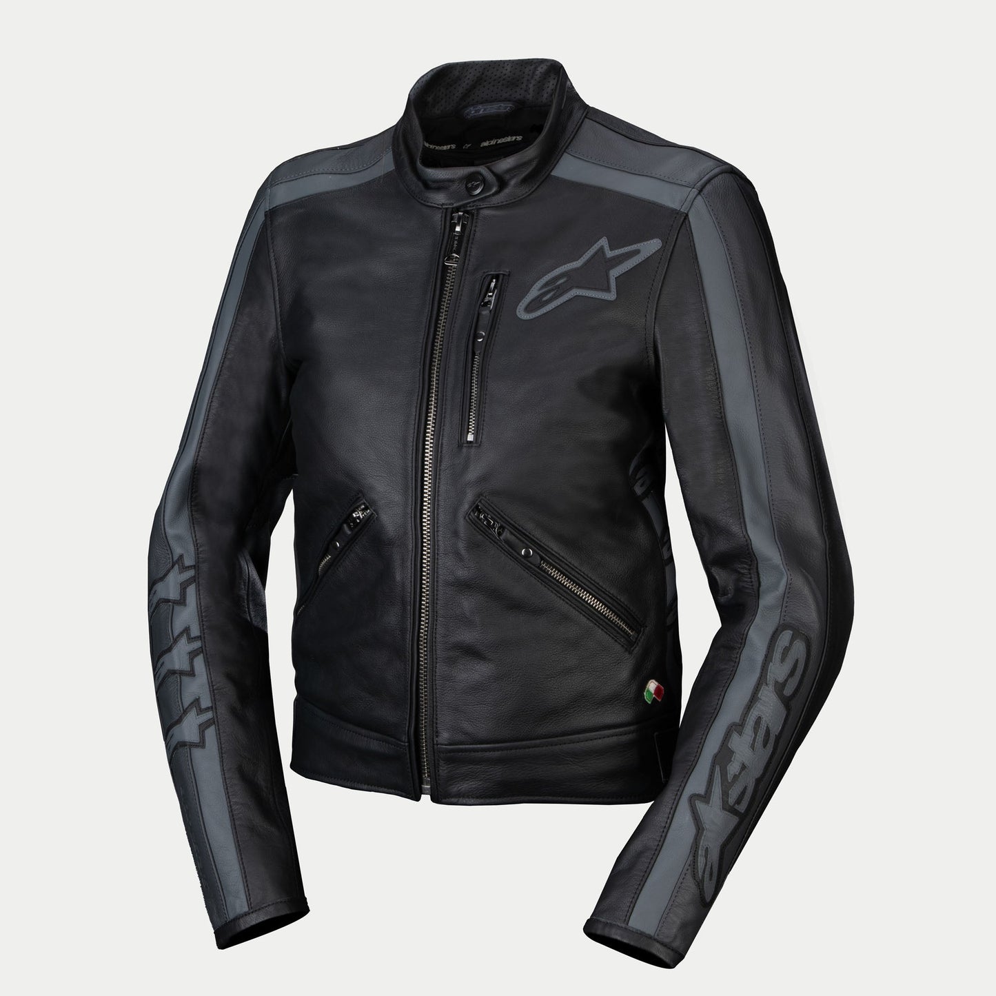 Chamarra de Piel Stella Dyno - Black Tar Gray/Dark Gray