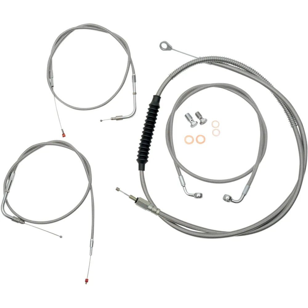 Standard Stainless Braided Handlebar Cable/Brake Line Kit For 15" - 17" Ape Hanger Handlebars59536687