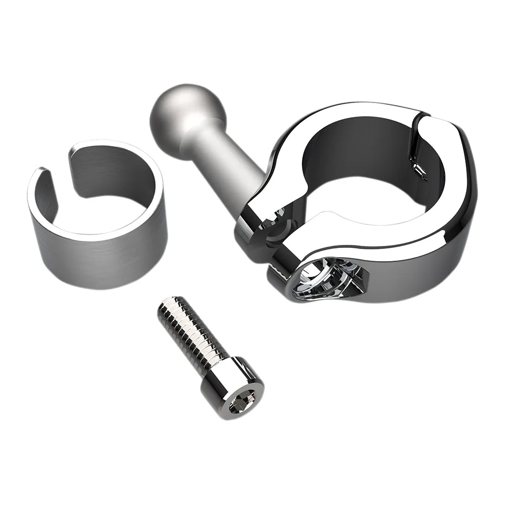 Ball Mount - Aluminum Clamp - 7/8" - 1" Handlebars - Chrome