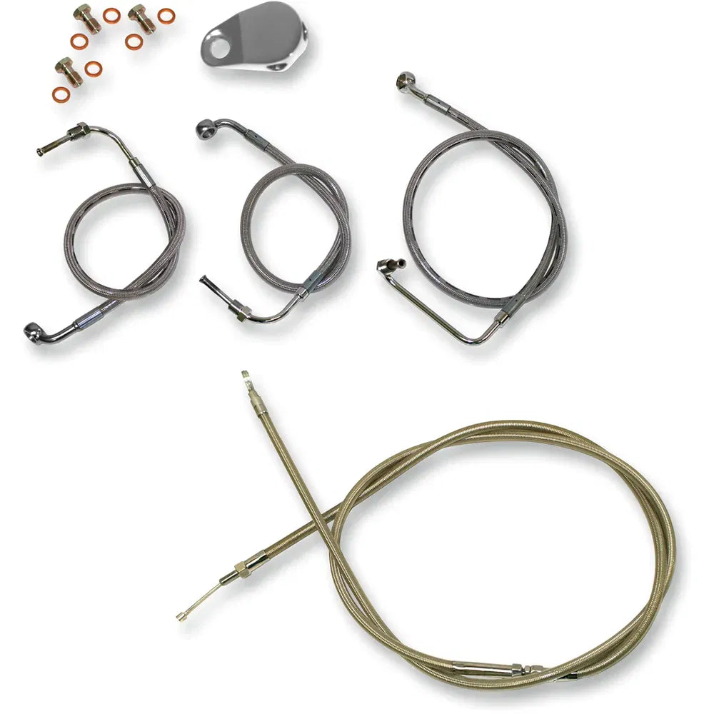 Standard Stainless Braided Handlebar Cable/Brake Line Kit For 12" - 14" Ape Hanger Handlebars8946