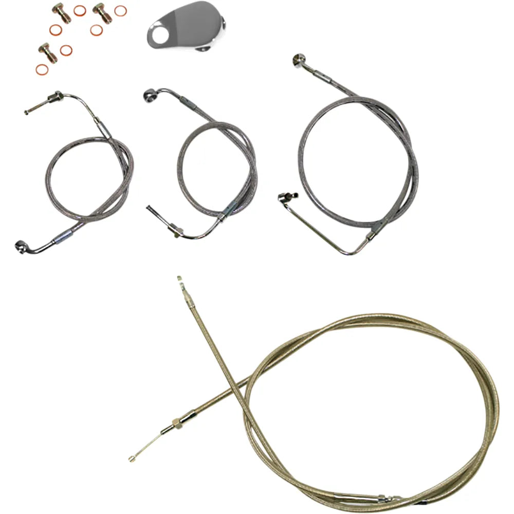 Handlebar Cable/Brake Line Kit - 15" - 17" Ape Hanger Handlebars - Stainless Steel