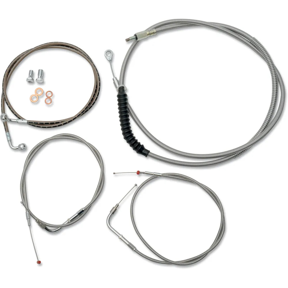 Handlebar Cable/Brake Line Kit - 12" - 14" Ape Hanger Handlebars - Stainless Steel