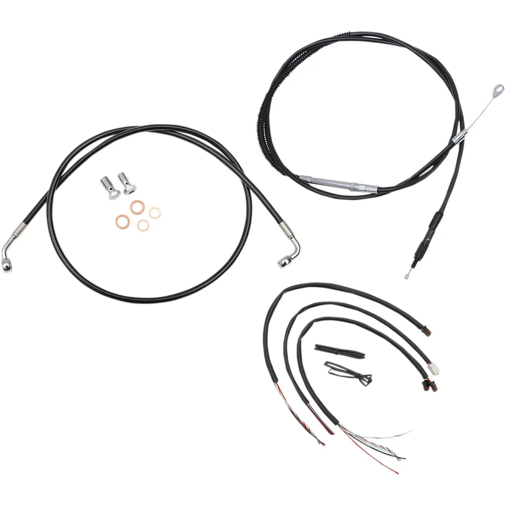 Handlebar Cable/Brake Line Kit - Complete - 15" - 17" Ape Hanger Handlebars - Black Vinyl
