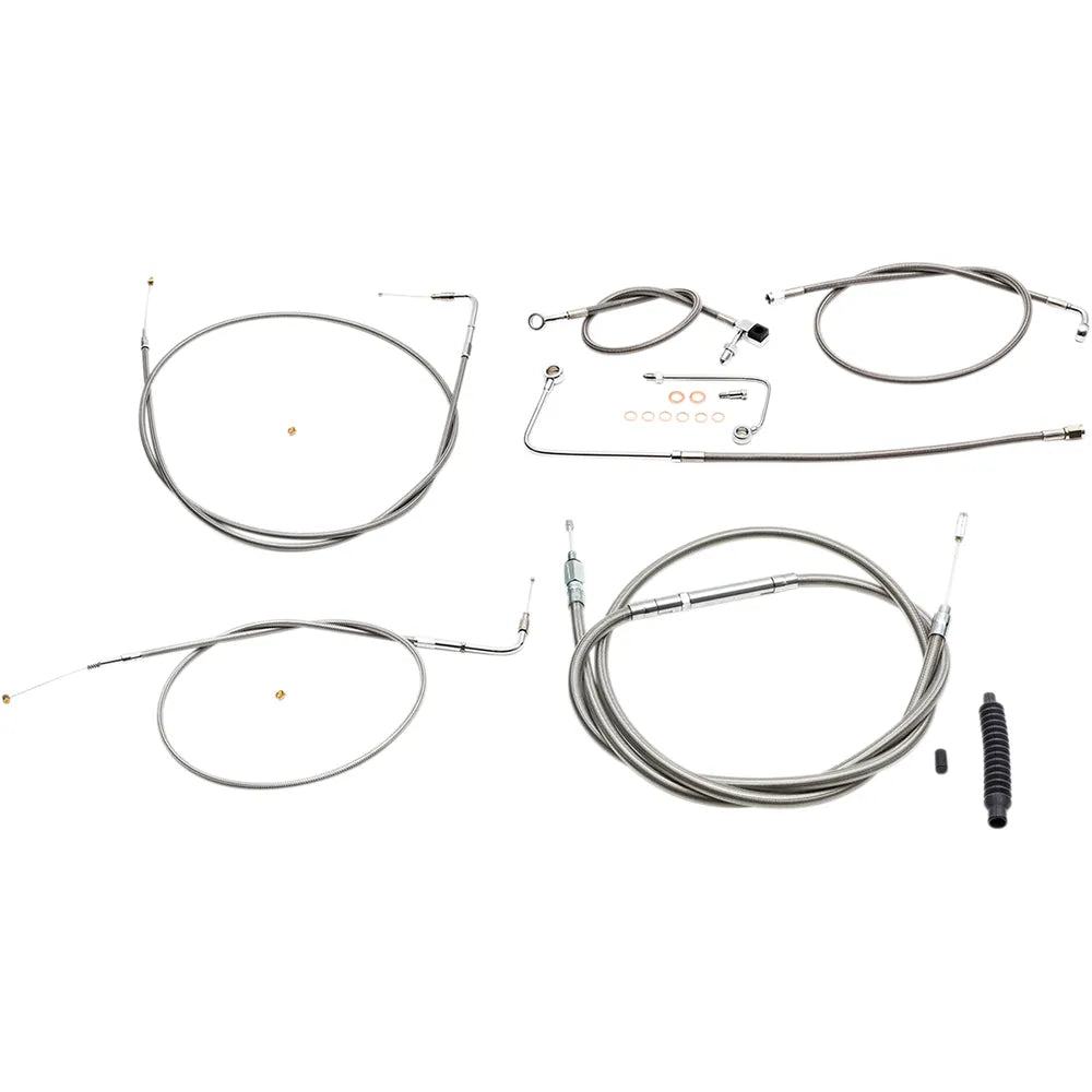 Standard Stainless Braided Handlebar Cable/Brake Line Kit For 15" - 17" Ape Hanger Handlebars610