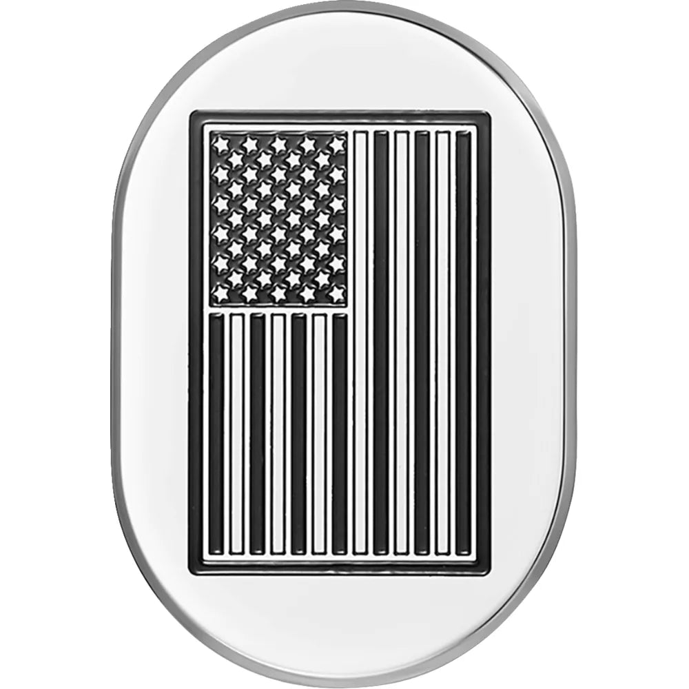 Cubierta de antena - Cubierta de antena - Guardabarros trasero izquierdo - Bandera estadounidense con corte en contraste - Cromada