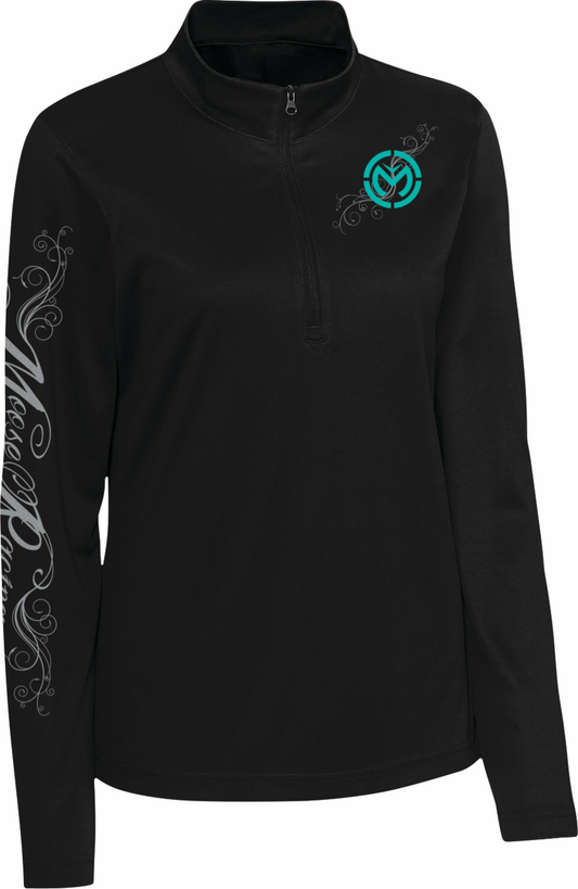 Jersey con cremallera de un cuarto y texto Flourish para mujer