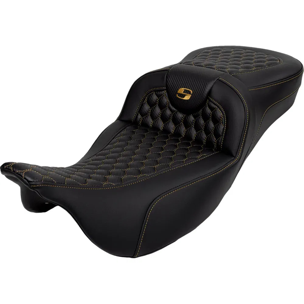 Asiento Honeycomb Roadsofa™ - Asiento RoadSofa™ - Panal - Costura dorada - Alcance extendido - sin respaldo - FLH/FLT '08-'24