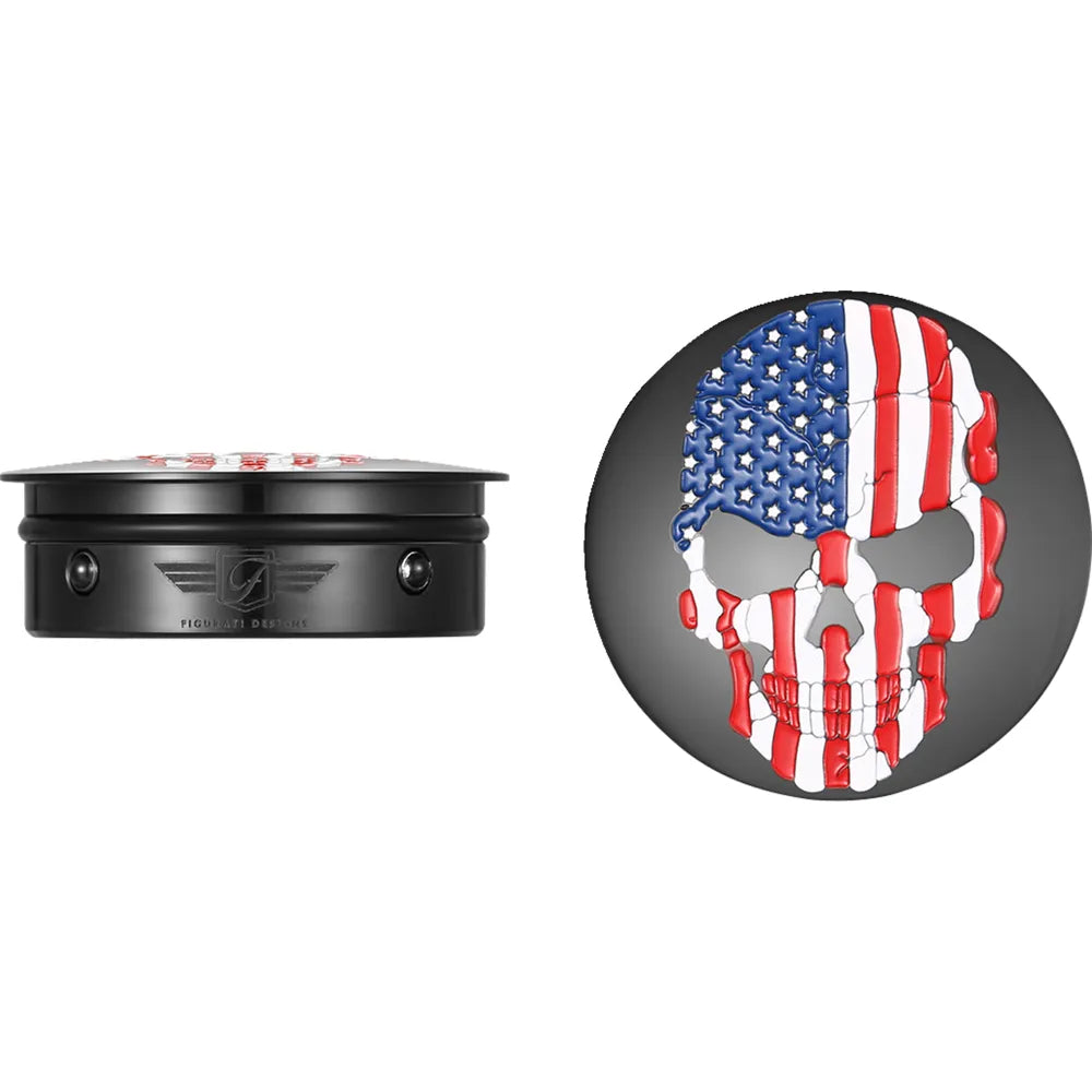 Cubiertas de brazo oscilante - Cubiertas de brazo oscilante - Cráneo de bandera roja/blanca/azul - Personalizado - Negro