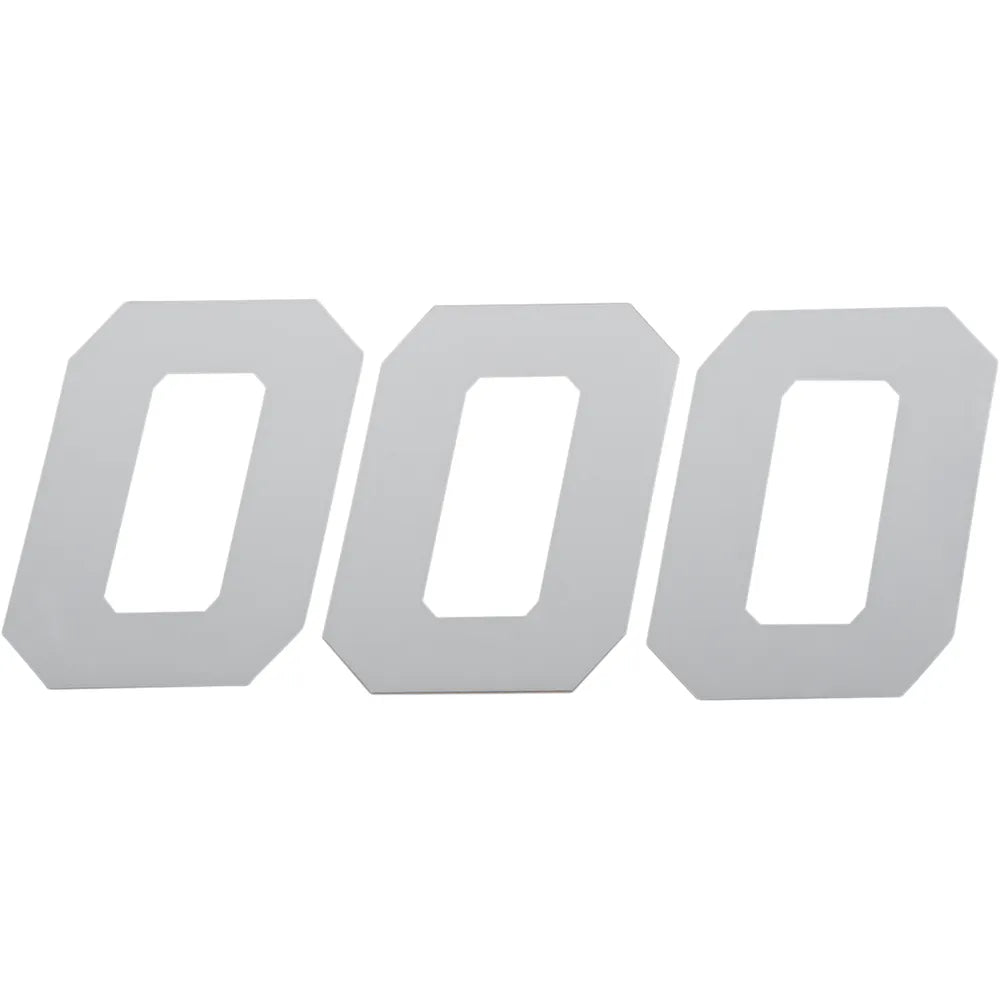 Race Number Plate - #0 - White - 6"