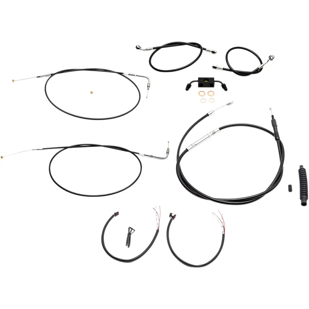 Handlebar Cable/Brake Line Kit - Complete - 15" - 17" Ape Hanger Handlebars - Black Vinyl