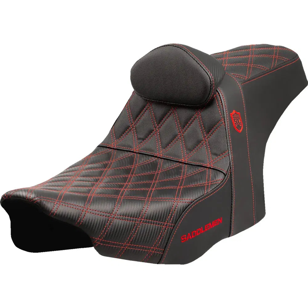 Asiento Pro Series SDC Performance Grip - Asiento Pro Series SDC Performance - Costuras rojas - con respaldo - FLT/FLH '23 -'25