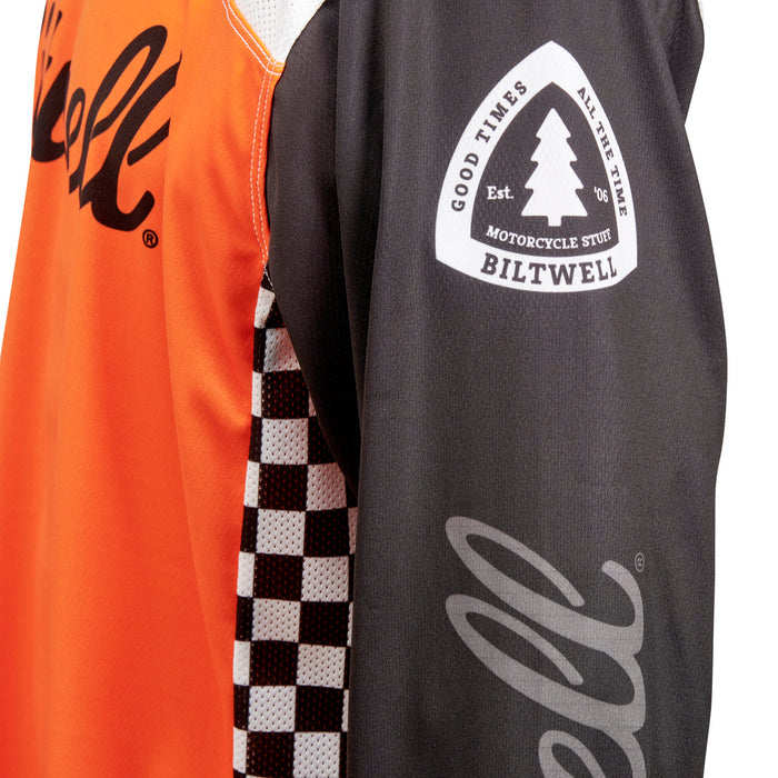 Playera manga larga Biltwell Good Times - naranja/negro/blanco