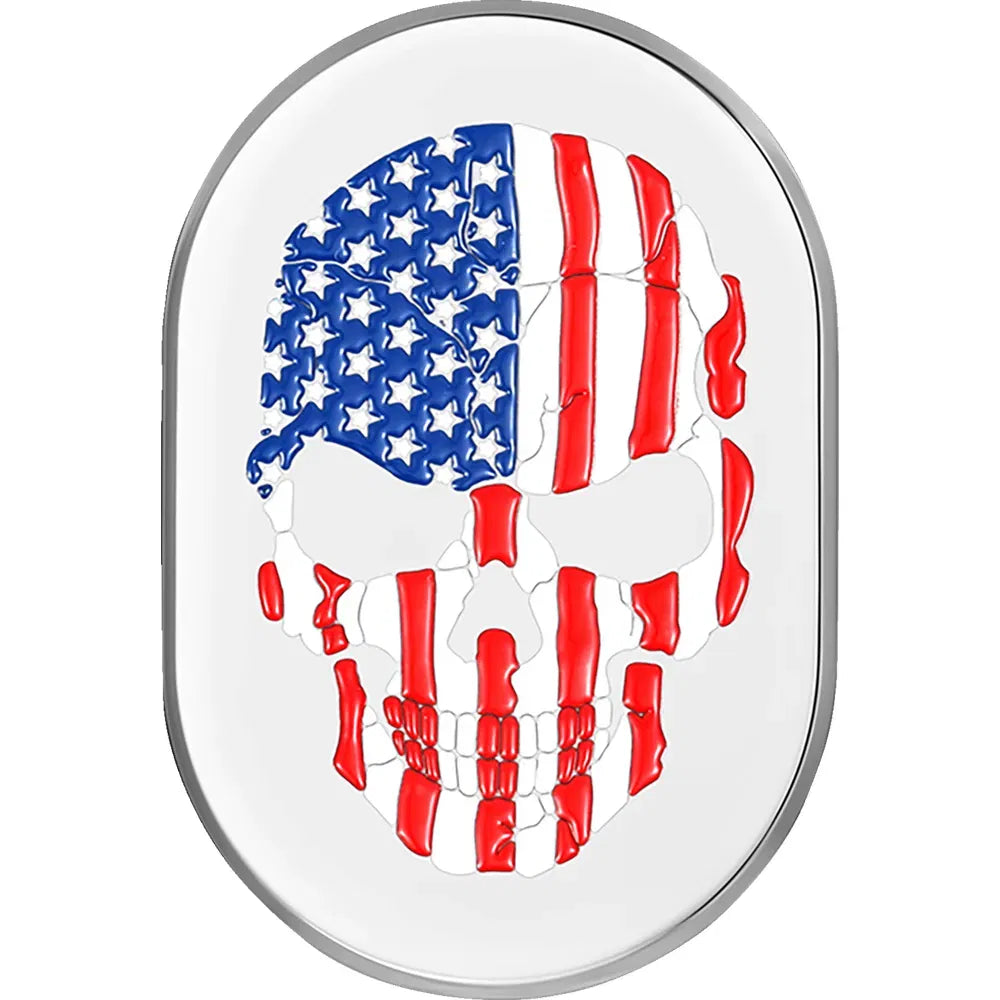 Cubierta de antena - Cubierta de antena - Guardabarros trasero derecho - Calavera con bandera estadounidense - Cromo