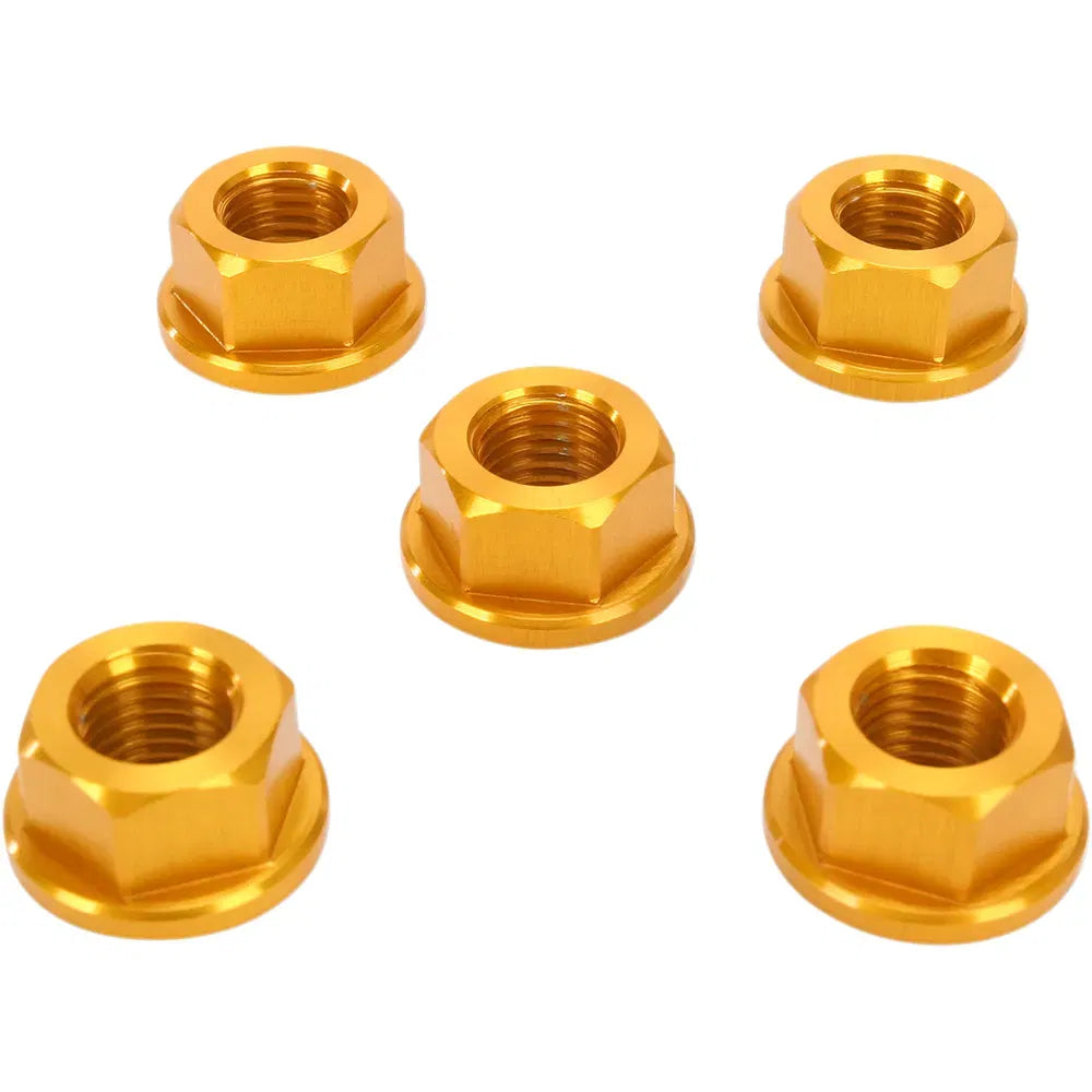 Aluminum Sprocket Nuts - Gold - 10 mm x 1.25