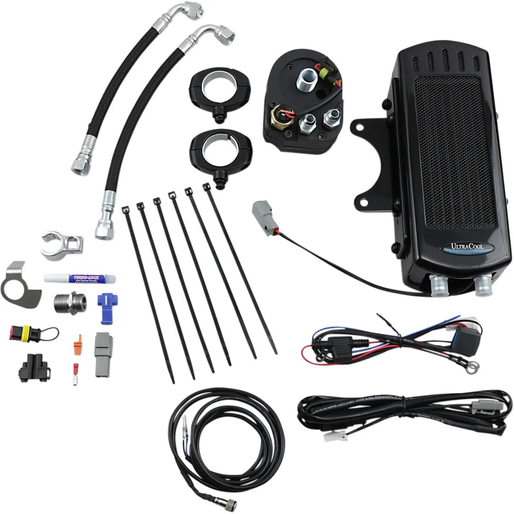Oil Cooler Kit - Black - Side Mount - Dyna