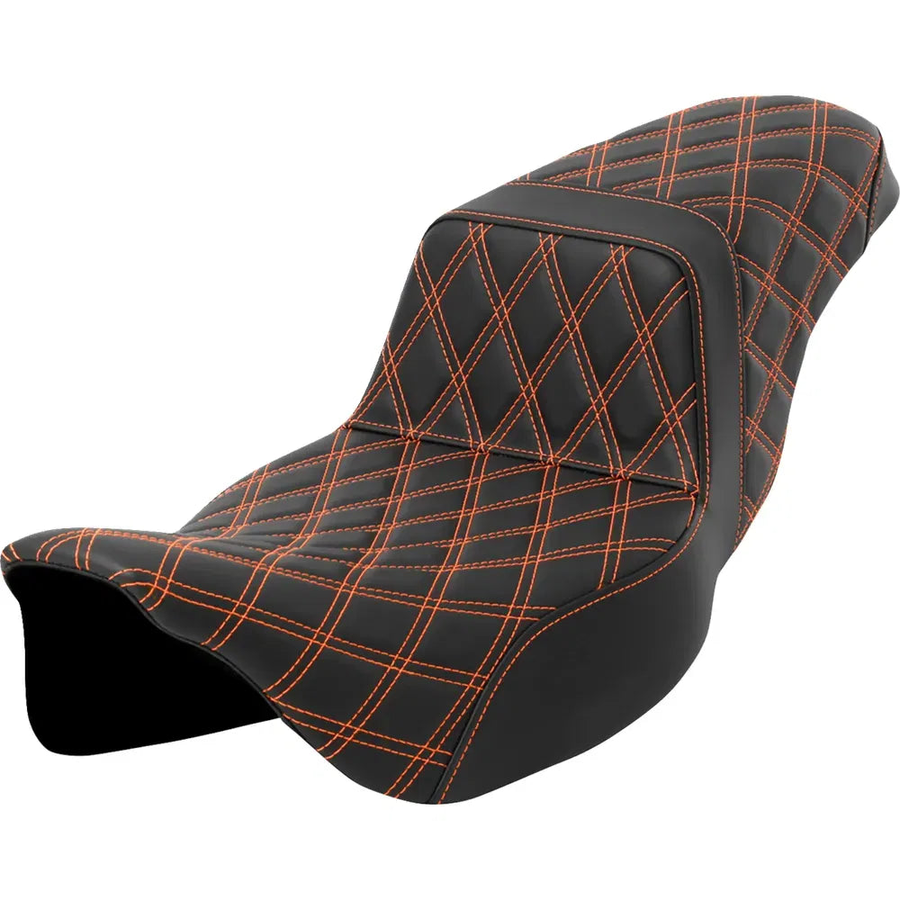 Asiento subido con costura de celosía - Asiento subido con costura de celosía - Puntada naranja - Alcance extendido - FLH/FLT '08-'23