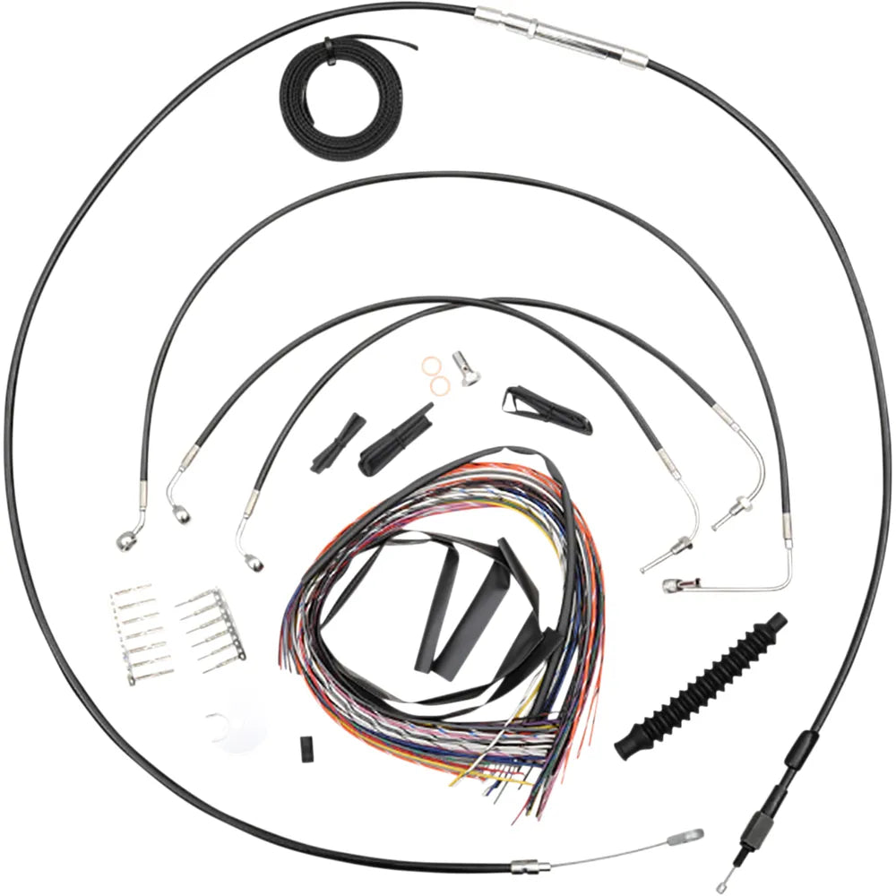 Handlebar Cable/Brake Line Kit - Complete - 18" - 20" Ape Hanger Handlebars - Black Vinyl