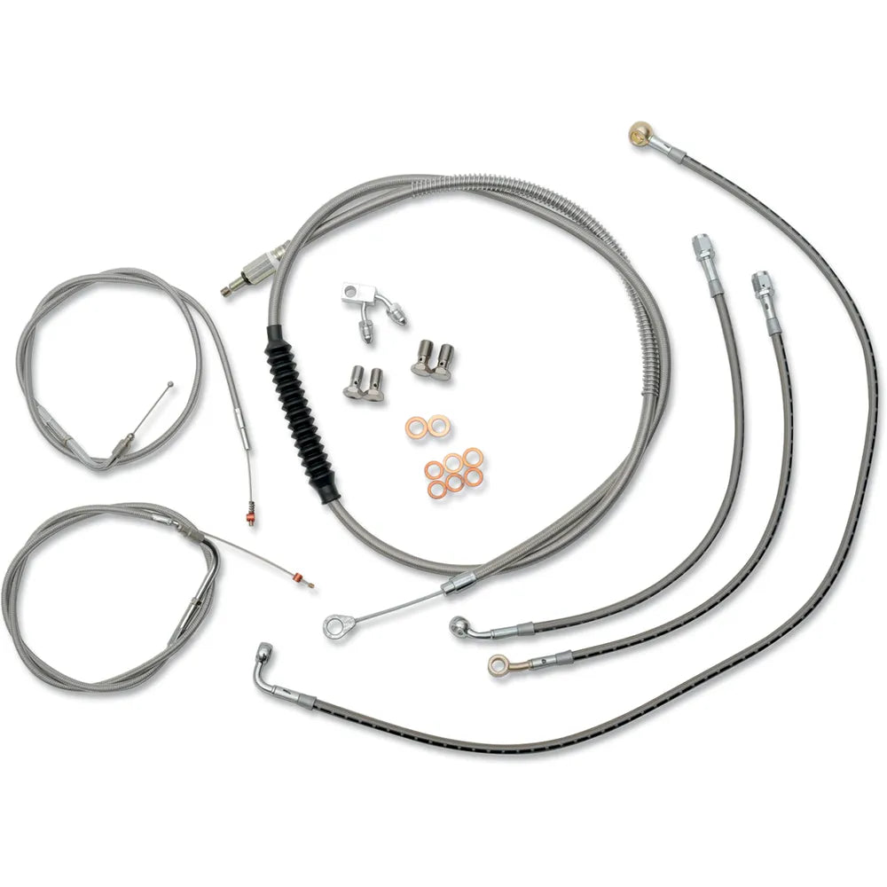 Standard Stainless Braided Handlebar Cable/Brake Line Kit For 15" - 17" Ape Hanger Handlebars367970561
