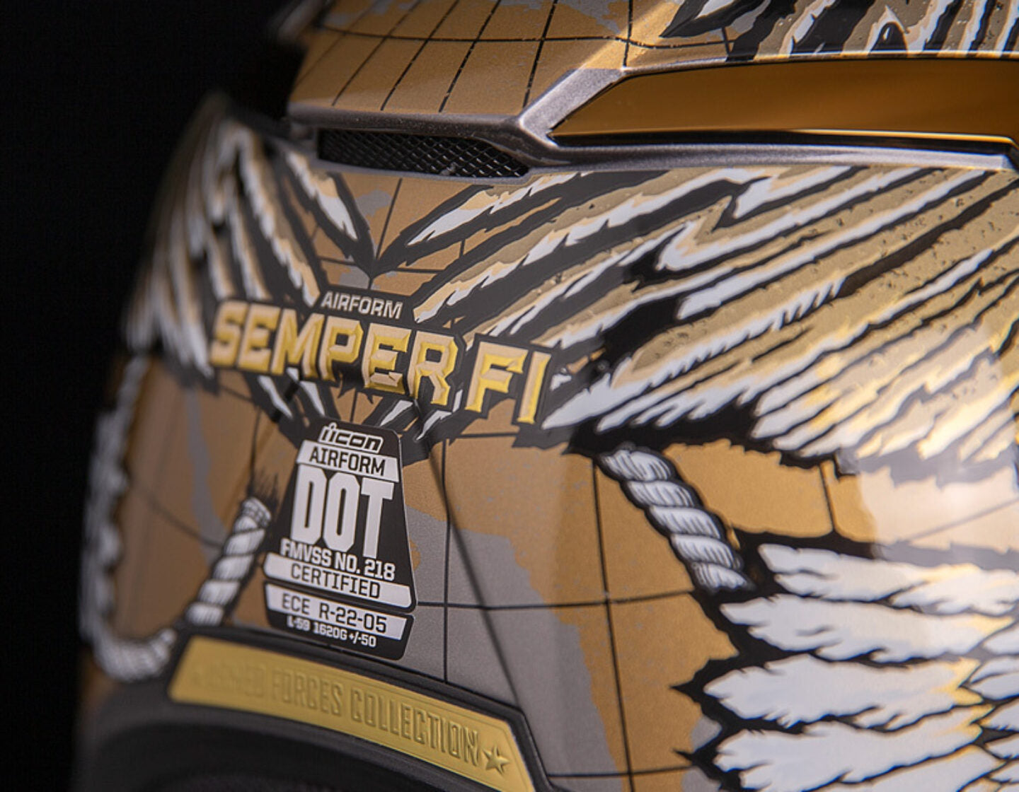 Casco ICON Airform Semper Fi - Dorado
