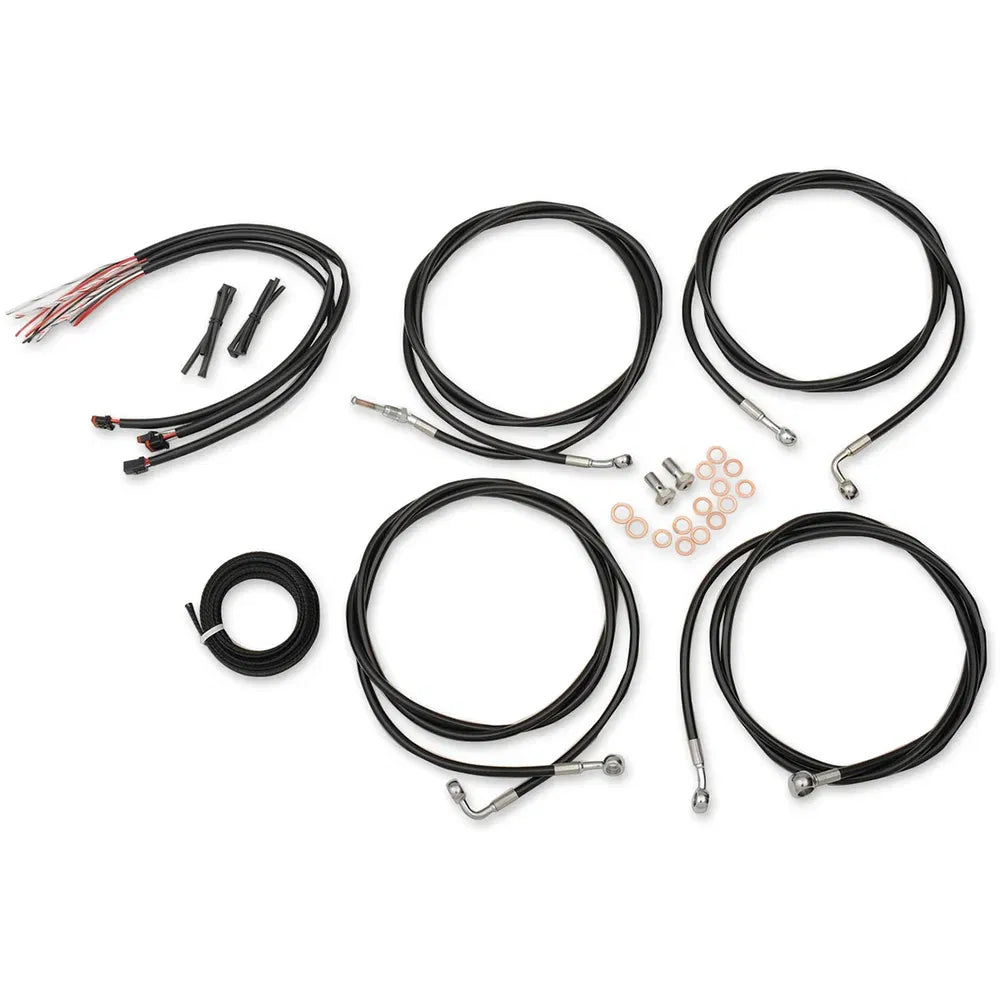 Kit completo de cable de manillar/línea de freno trenzado de vinilo negro