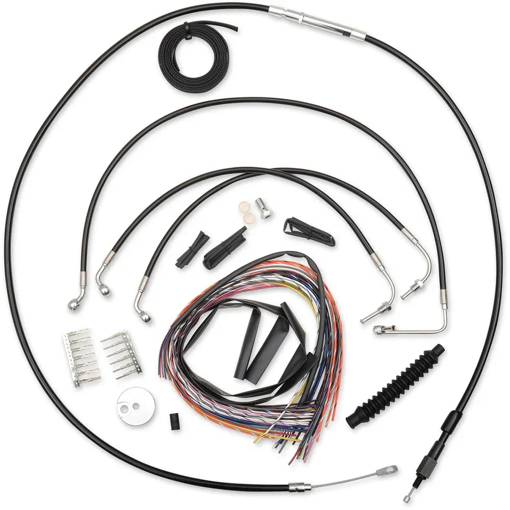 Kit completo de cable de manillar/línea de freno trenzado de vinilo negro