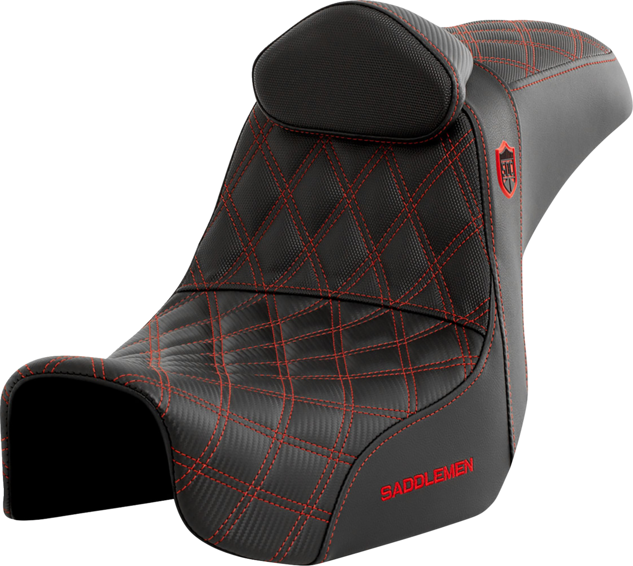 Asiento Saddlemen Pro Series SDC Performance con respaldo - Rojo - Dyna 06 - 17