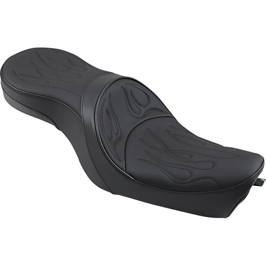 Asiento touring de perfil bajo: cosido con llamas