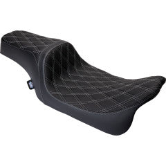 Asiento de vinil Drag Specialties Predator 1Up costura doble diamante en plata