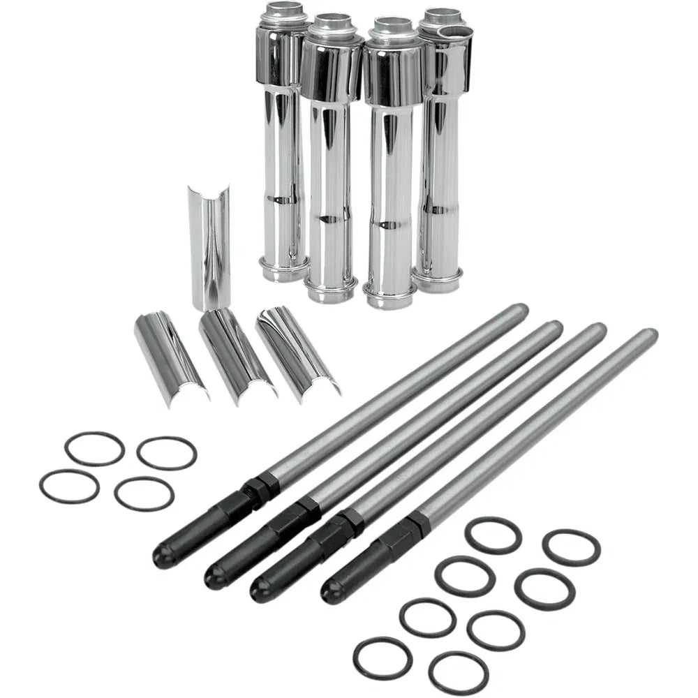Kit de cubierta de varilla de empuje ajustable con cubiertas cromadas