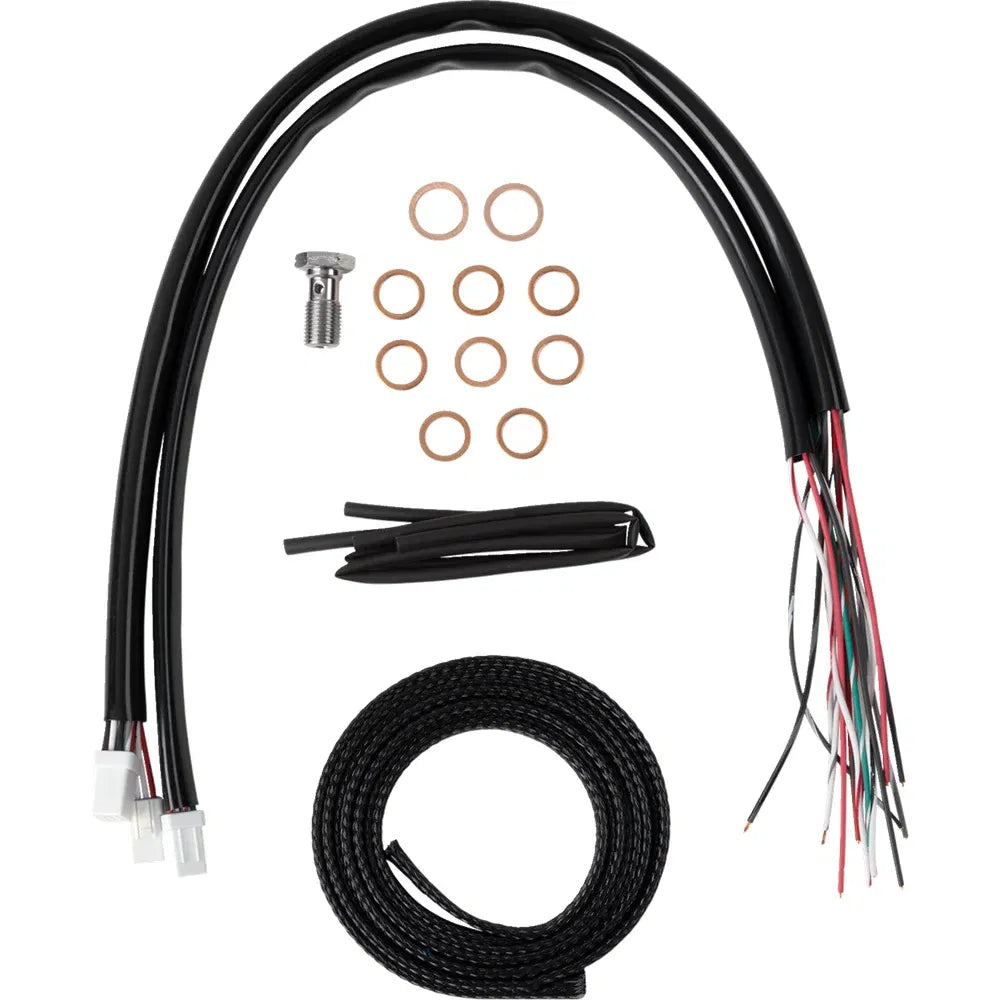 Kit completo de cable de manillar/línea de freno trenzado de vinilo negro