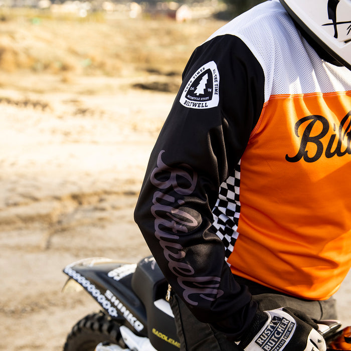 Playera manga larga Biltwell Good Times - naranja/negro/blanco