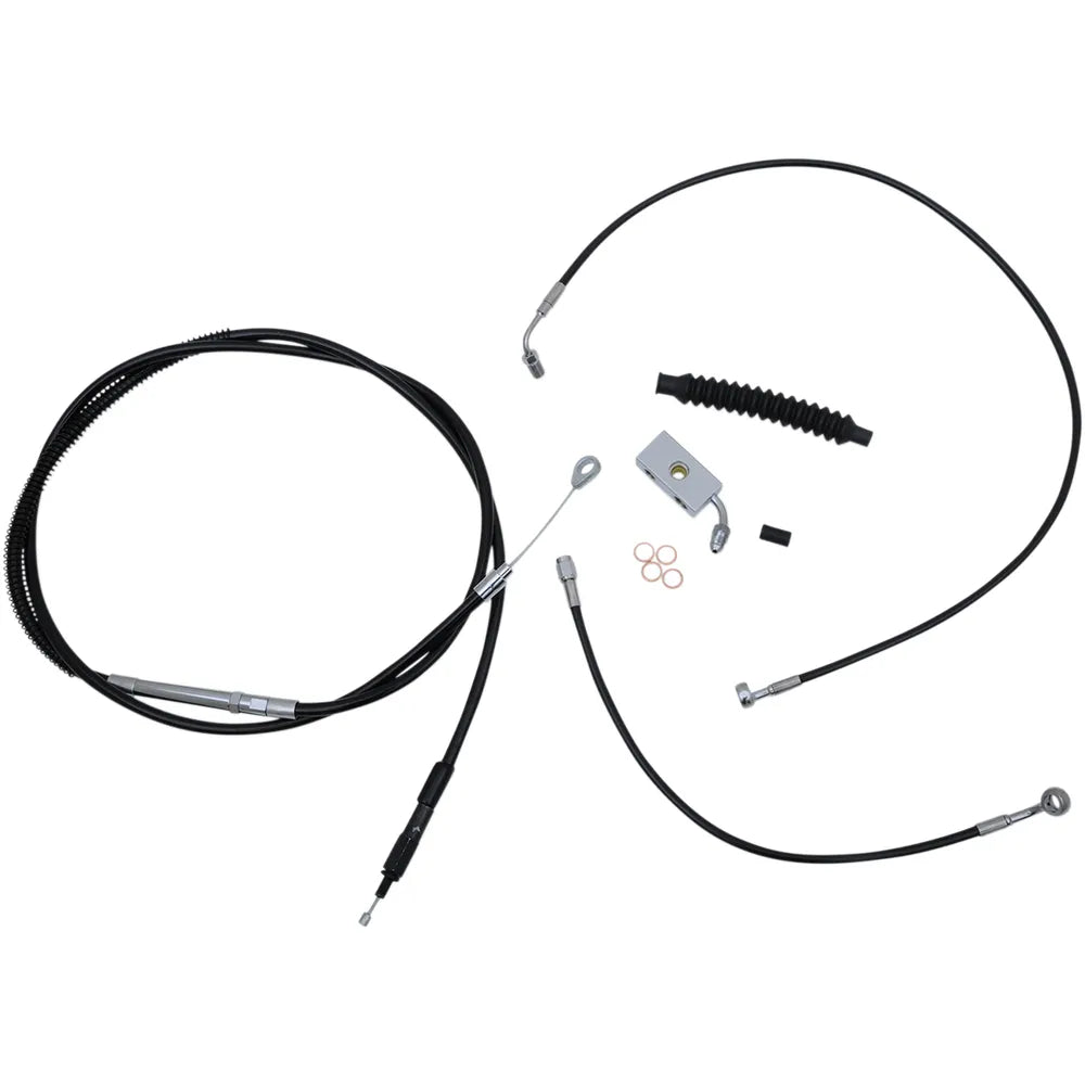 Complete Black Vinyl Braided Handlebar Cable/Brake Line Kit for 12" - 14" Ape Hanger Handlebars ABS8379462469
