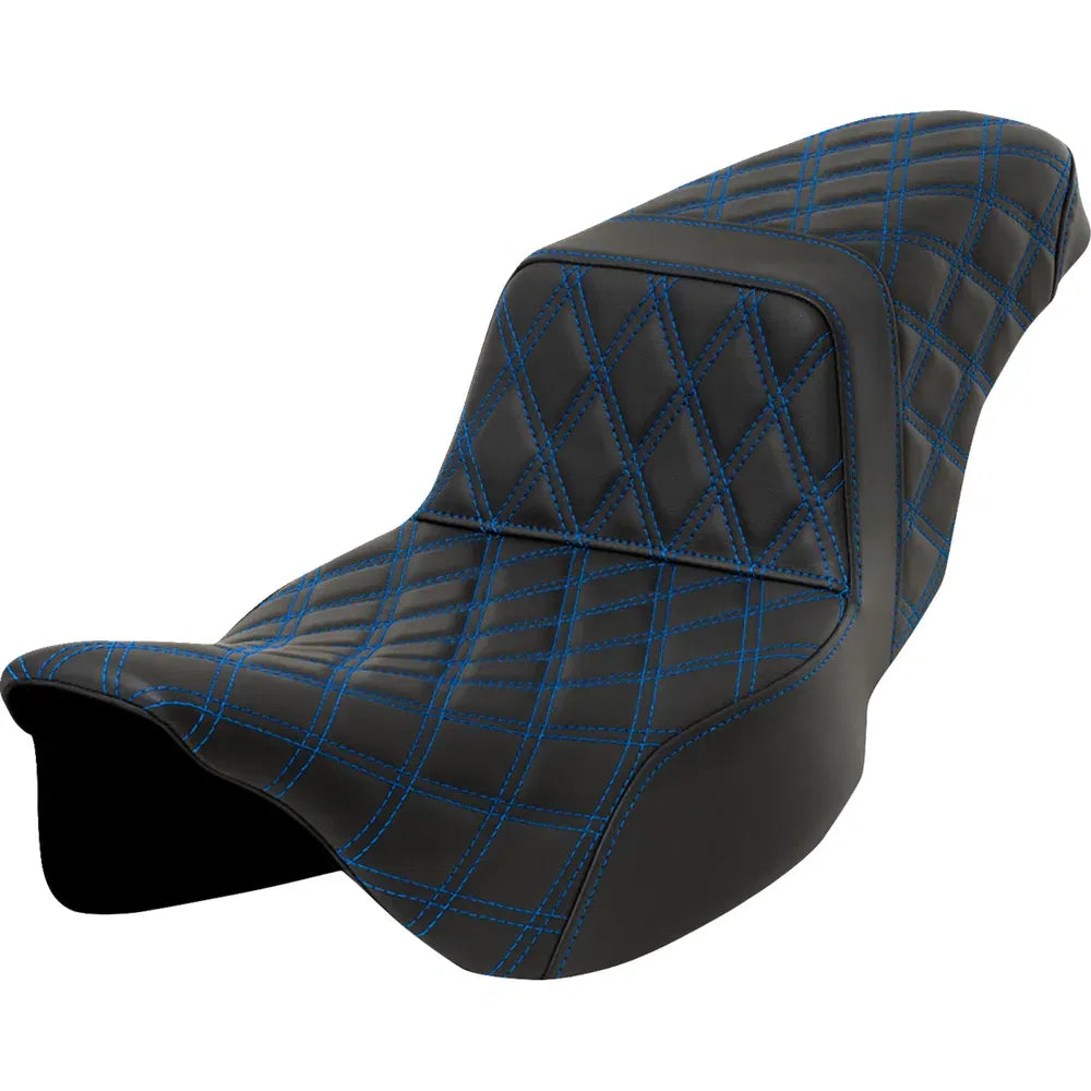 Asiento subido con costura de celosía - Asiento subido con costura de celosía - Puntada azul - Alcance extendido - FLH/FLT '08-'23